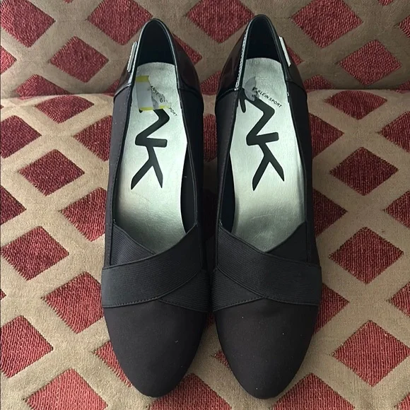 Anne Klein sport woman’s black wedge heel pumps textile upper Aktarence sz 7.5M🌹 - Picture 3 of 17